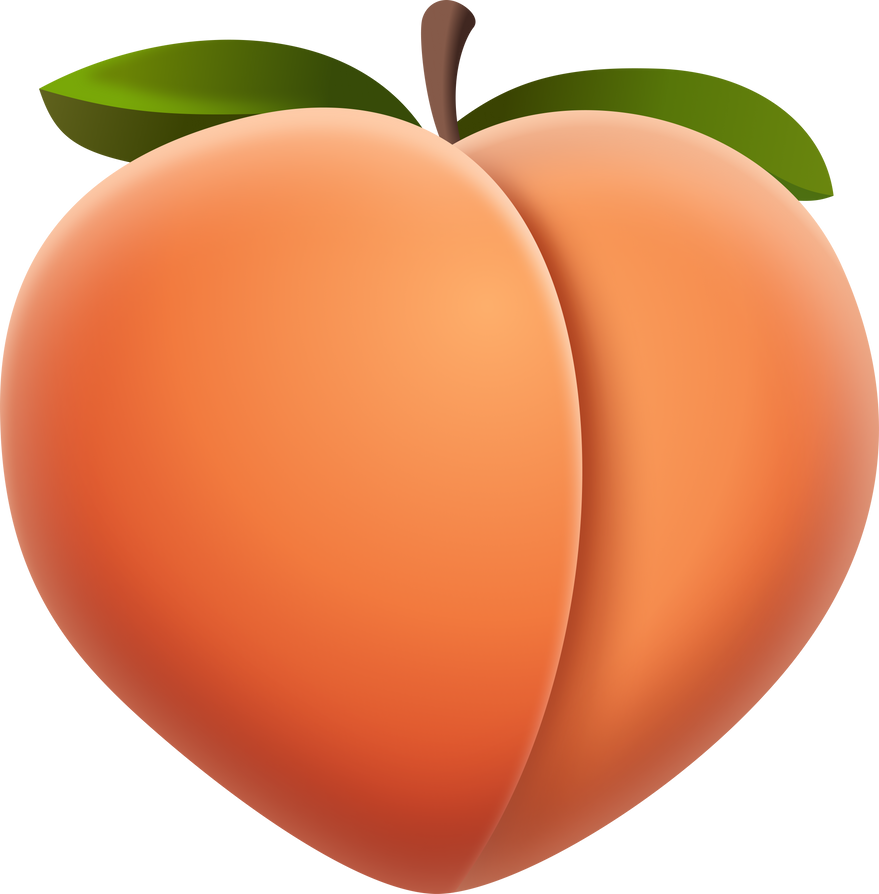 Peach With Leaves, Peach Emoji, Juicy Fruit Illustration